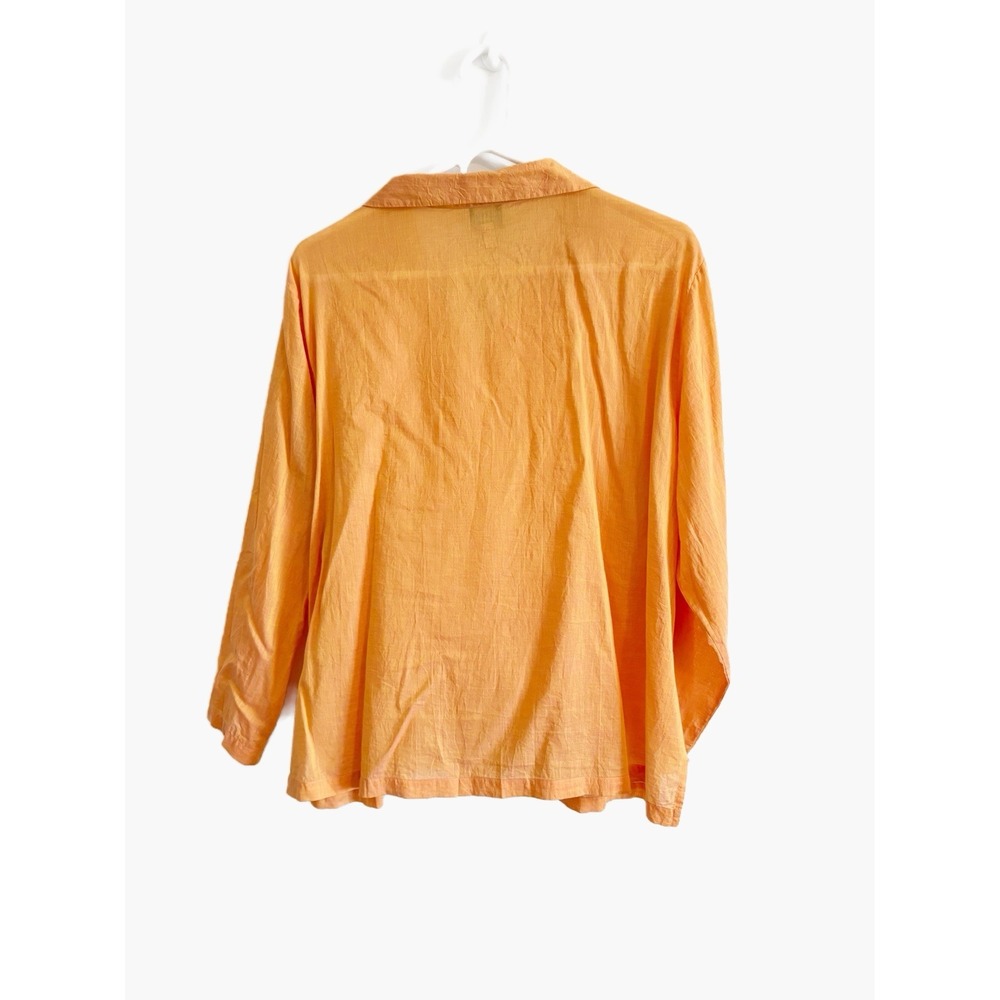 Eileen Fisher Melon Orange 100% Cotton Long Sleeve Lightweight Top Size XL - Picture 2 of 3